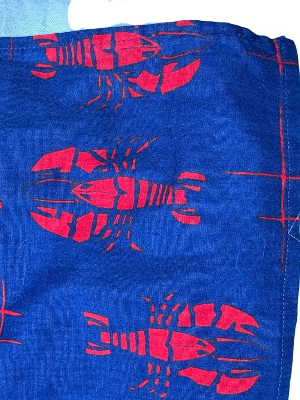 tablecloth lobsters sea ocean blue red cotton 86x42 handmade
